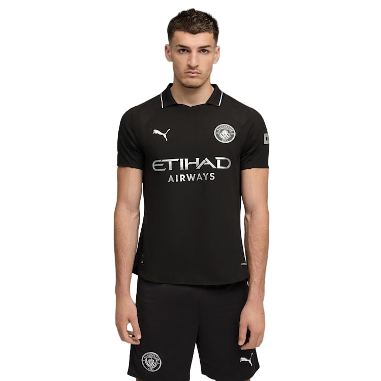 Puma Manchester City Authentic Erling Haaland Away Jersey w/ Champions League Patches 25/26 (Puma Black)
