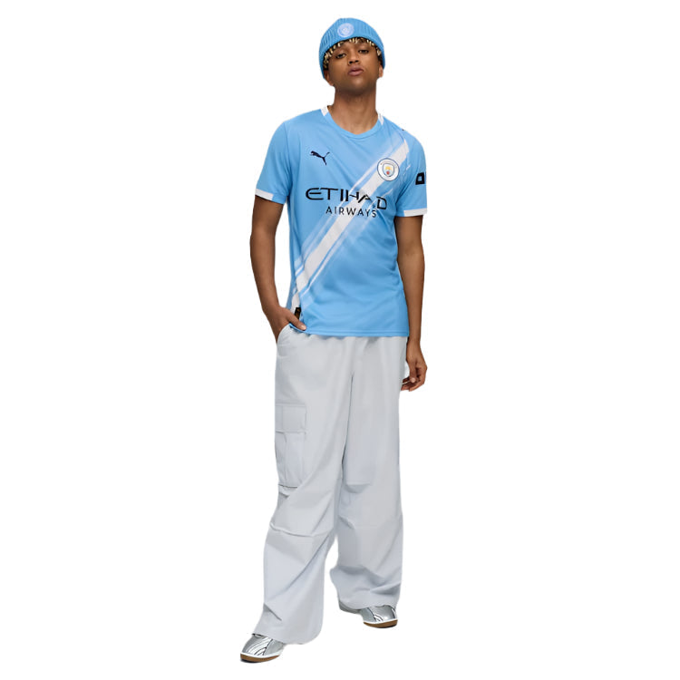 Puma Matheus Nunes Manchester City Home Jersey 25/26 w/ EPL + Sponsor Patch (Team Light Blue/Puma White)
