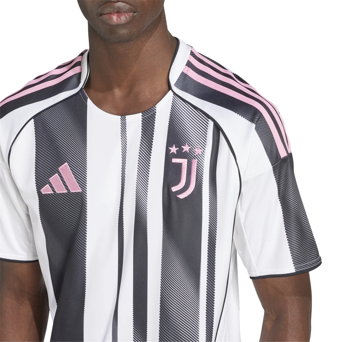 adidas Men's Juventus Bremer Home Jersey w/ Serie A Patch 25/26 (White/Black/Pink)