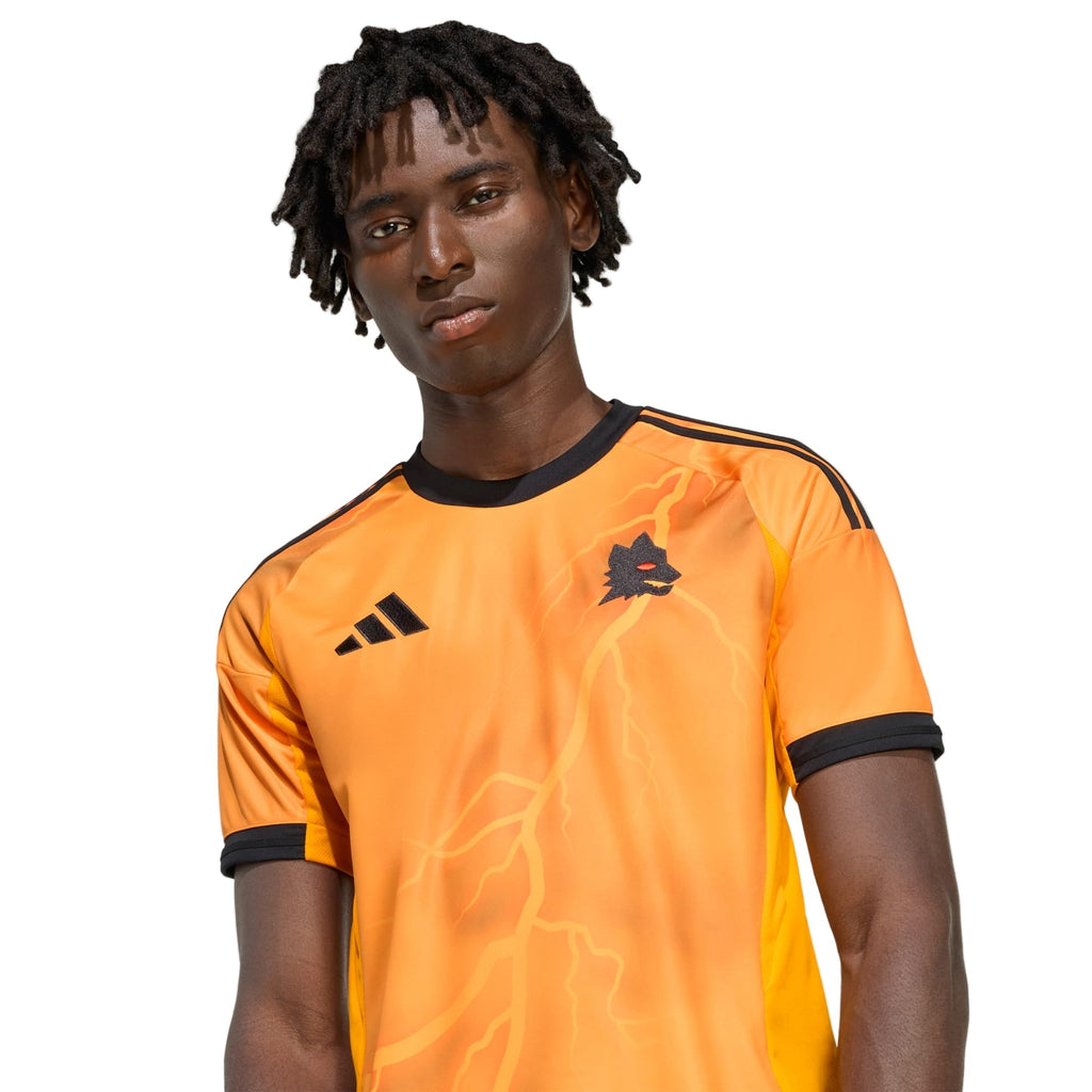 adidas Roma Evan Ndicka Away Jersey w/ Europa League Patches 25/26 (Orange/Black)