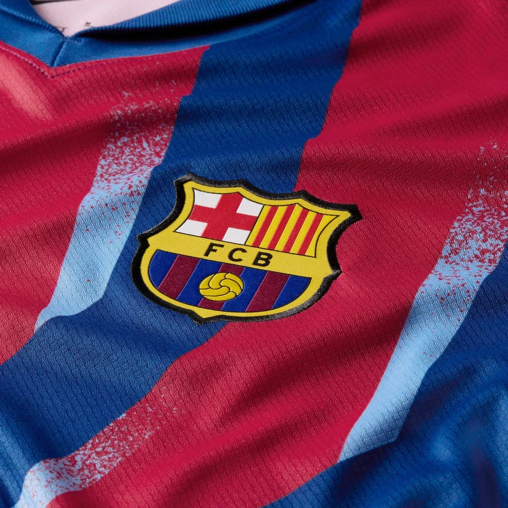 Nike Men's FC Barcelona Balde 4th Jersey 25/26 w/ La Liga Patches (Blue/Red/Yellow)