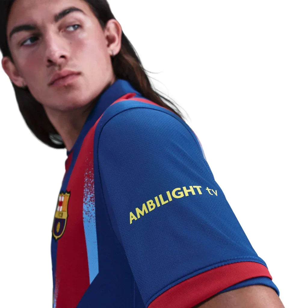Nike Men's FC Barcelona Fermin 4th Jersey 25/26 w/ La Liga Patches (Blue/Red/Yellow)