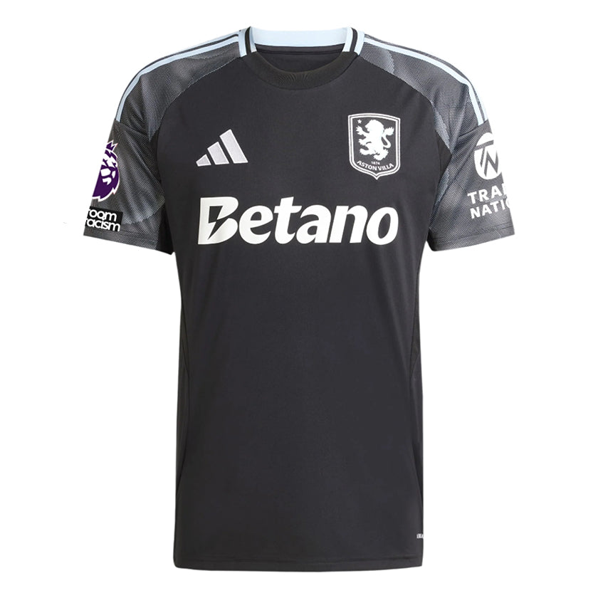 adidas Pau Men's Aston Villa 25/26 Away Jersey w/ EPL + NRFR Patches (Black/Global Blue)