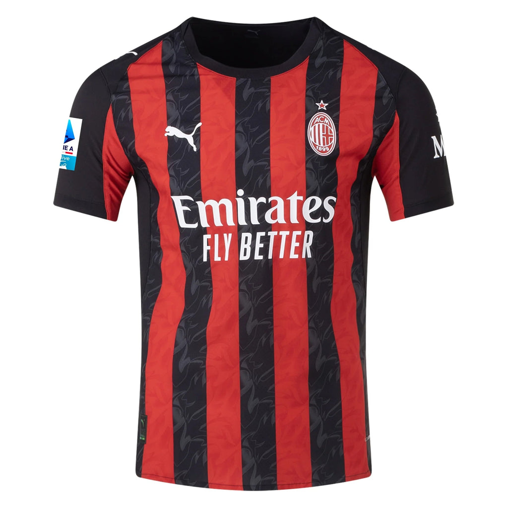 Puma Men's AC Milan Authentic Home Jersey 25/26 w/ Seria A Patch (Red/Black)