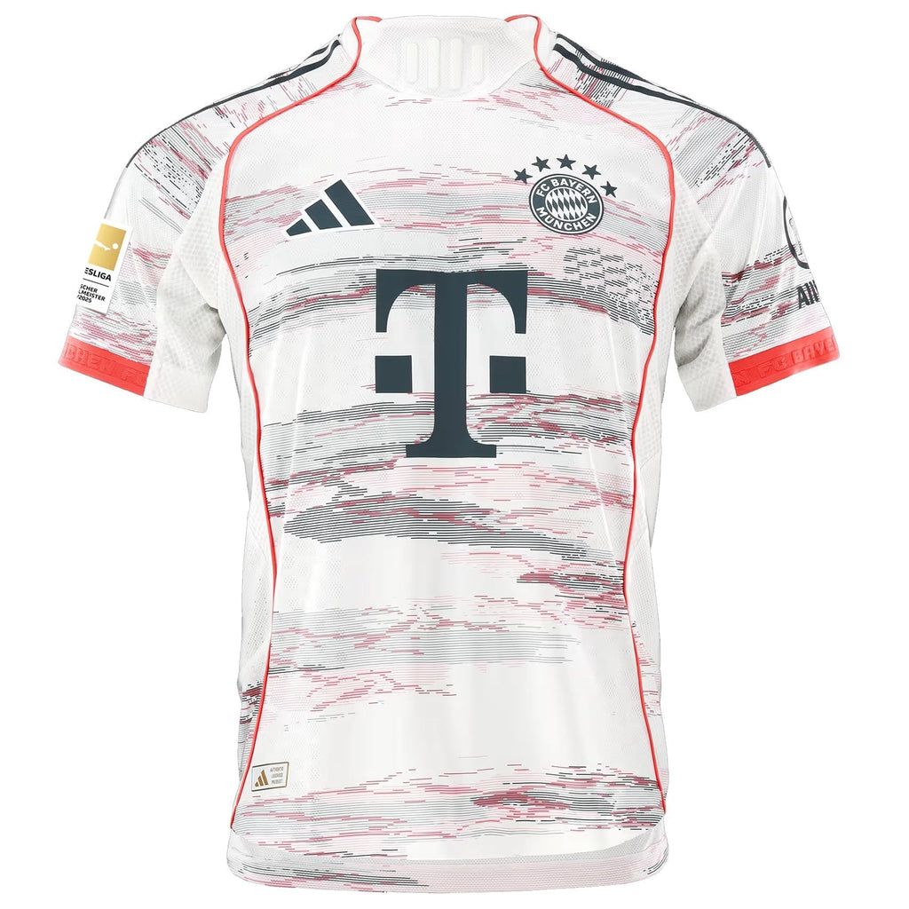 adidas Kane Authentic Away Jersey 25/26 w/ Sponsor + Meister Bundesliga Patch (White/Red)
