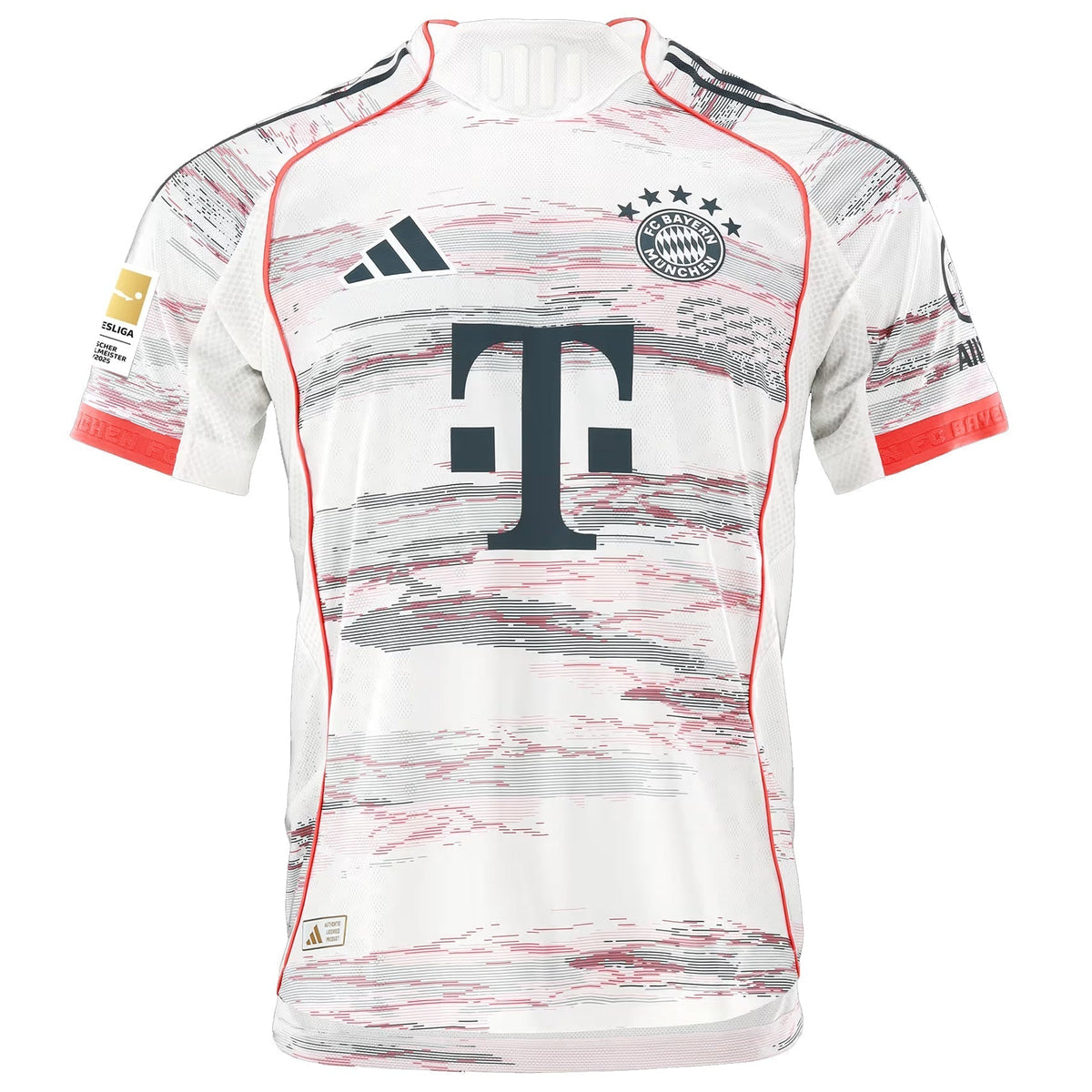 adidas Musiala Authentic Away Jersey 25/26 w/ Sponsor + Meister Bundesliga Patch (White/Red]