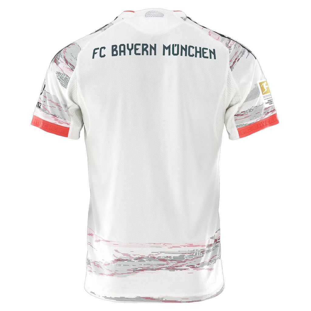 adidas Upamecano Authentic Away Jersey 25/26 w/ Sponsor + Meister Bundesliga Patch (White/Red)