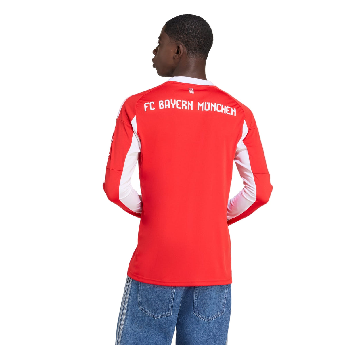 adidas Alphonso Davies Men's Bayern Munich Long Sleeve Home Jersey 25/26 w/ Bundesliga Champions Patch (Red/White)