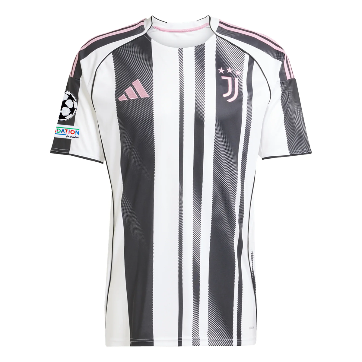 adidas Juventus Rouhi Home Jersey w/ Champions League Patches 25/26 (White/Black/Pink)