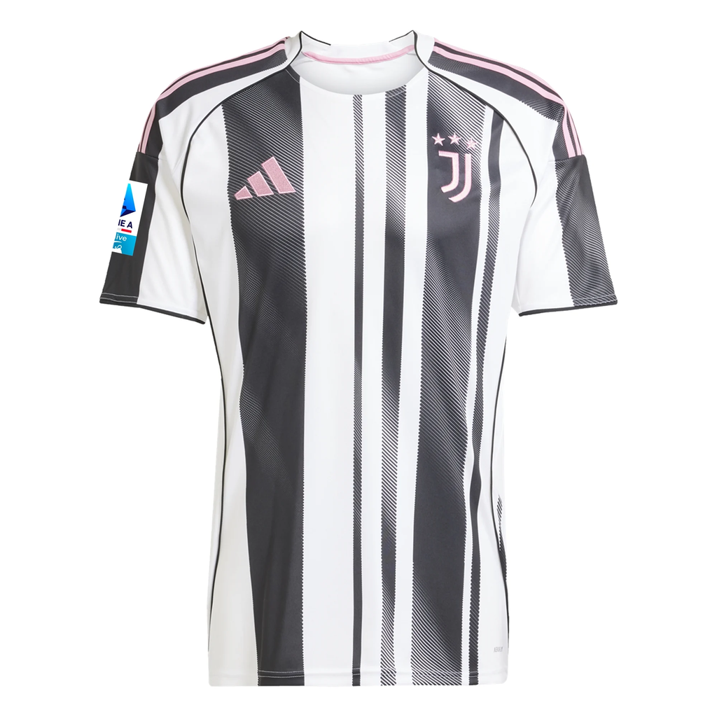 adidas Men's Juventus F.Conceicao Home Jersey w/ Serie A Patch 25/26 (White/Black/Pink)