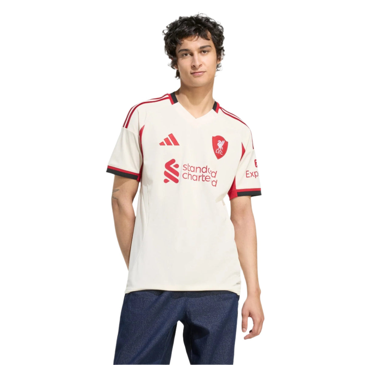 adidas Men's Liverpool Diogo Jota Away Jersey w/ Champions League Patches 25/26 (Wonder White)