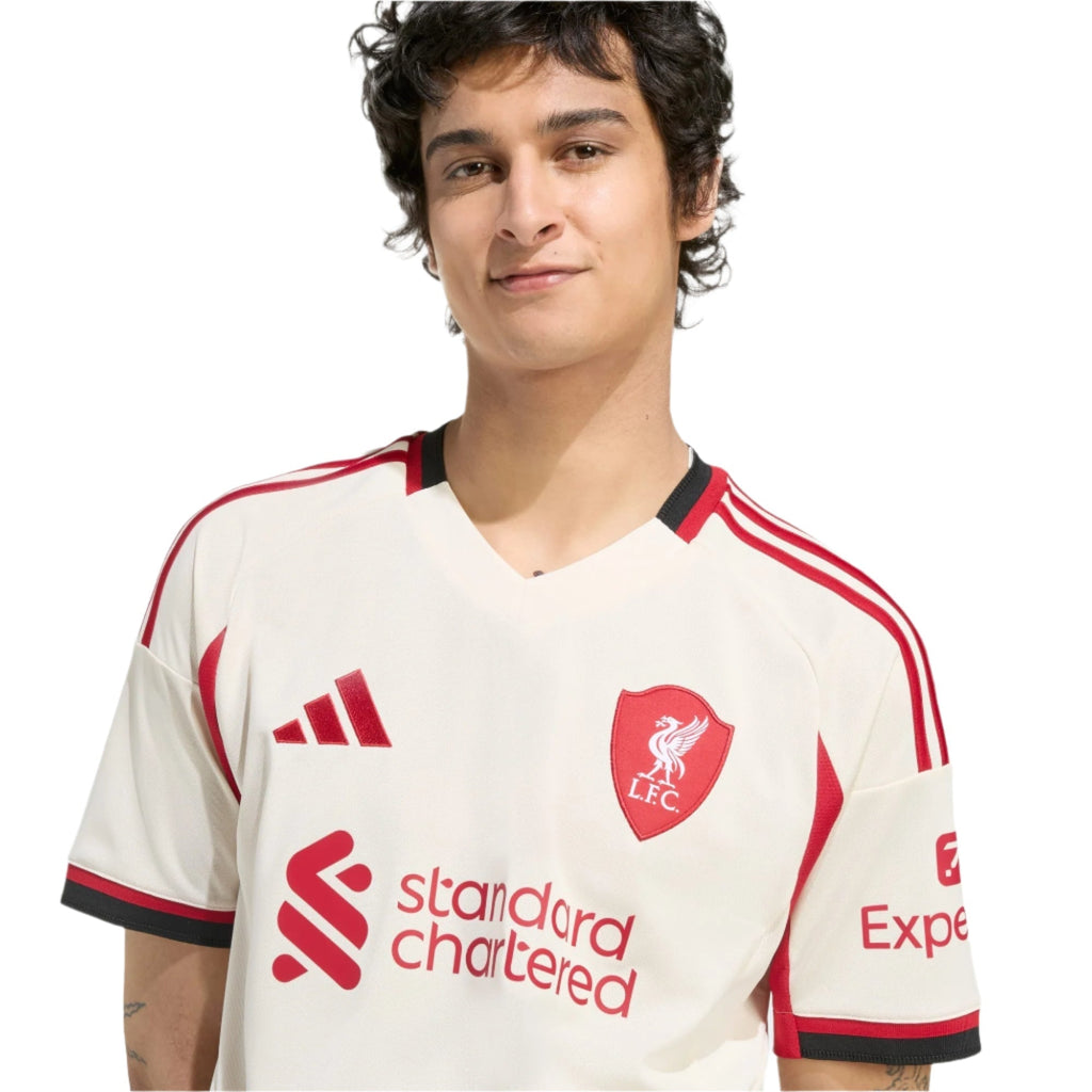 adidas Men's Liverpool Ryan Gravenberch Away Jersey w/ Champions League Patches 25/26 (Wonder White)