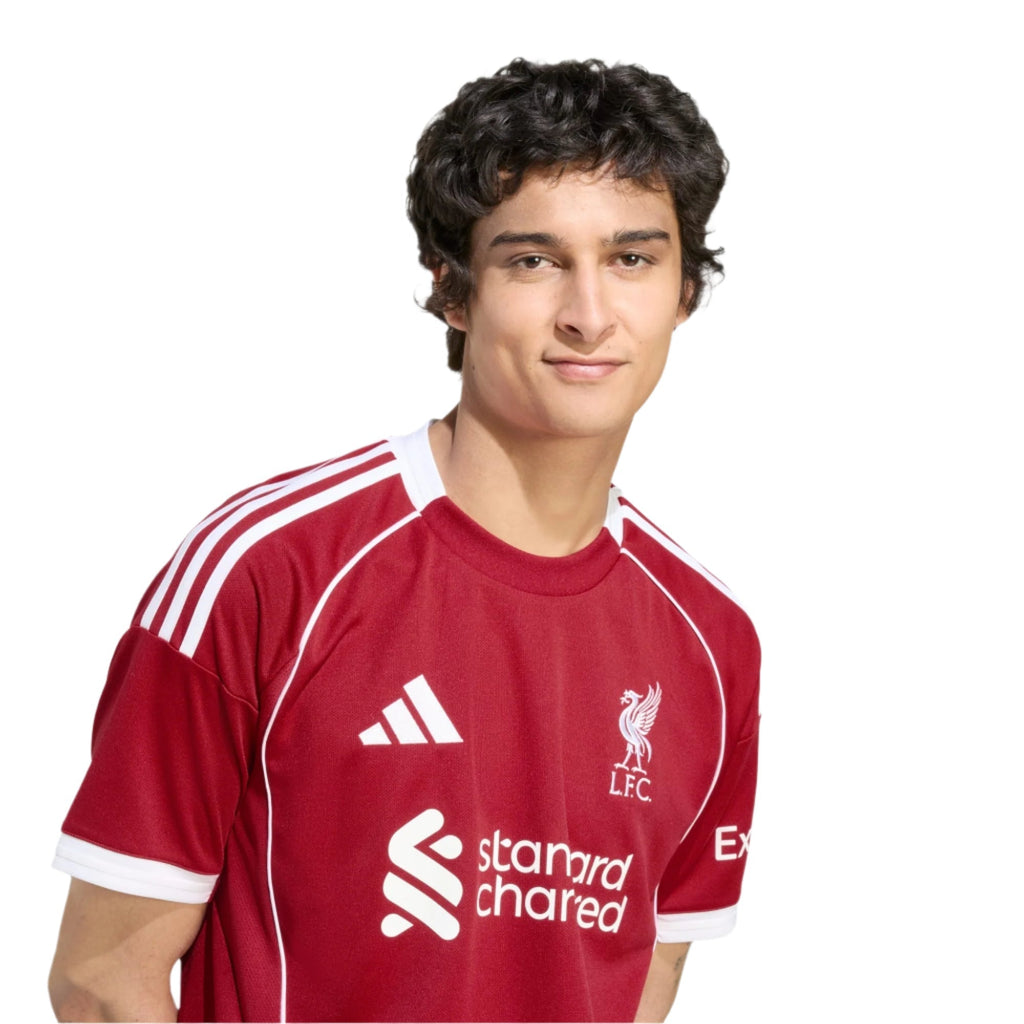 adidas Frimpong Men's Liverpool Home Jersey 25/26 w/ NRFR + EPL Champions Patch (Strawberry Red)