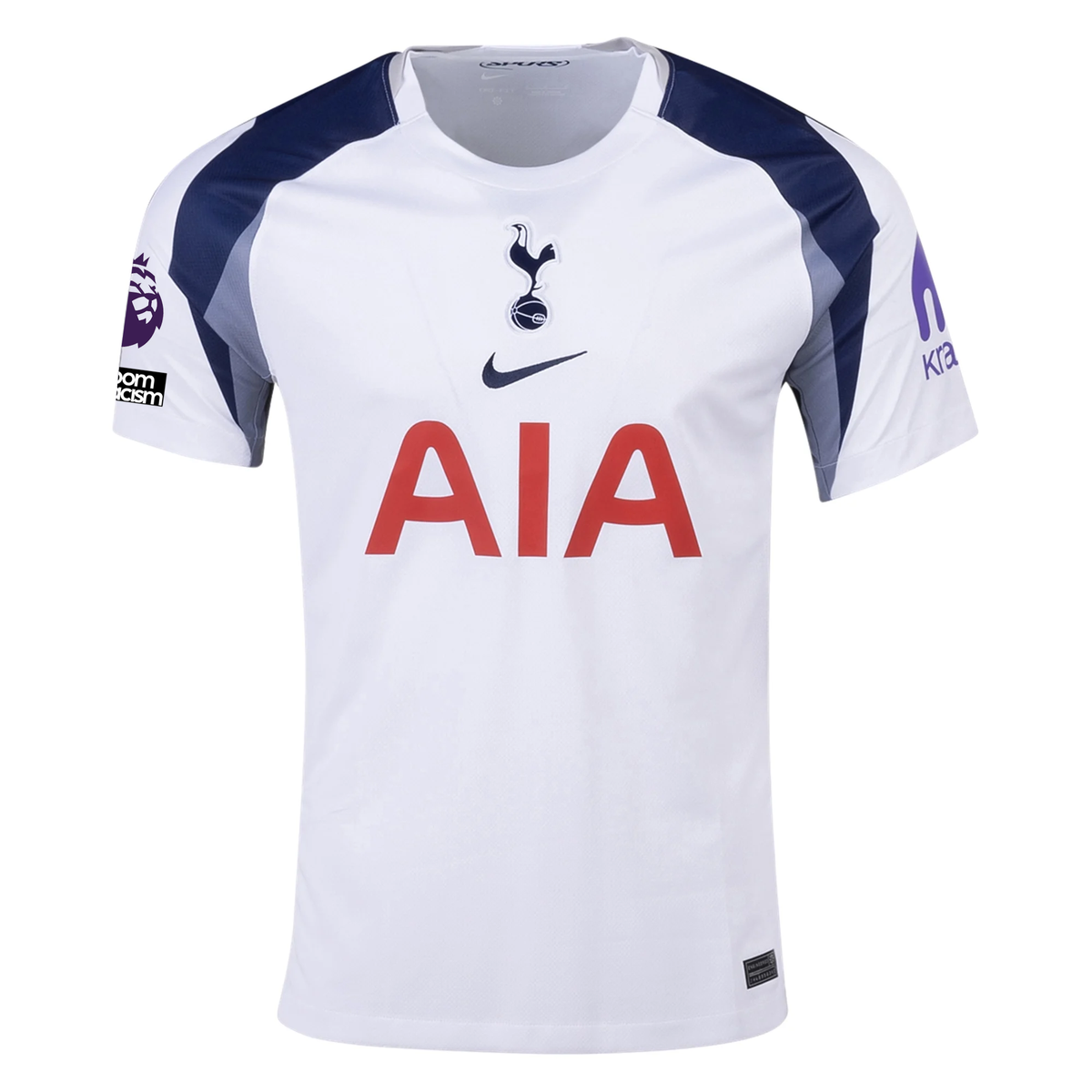 Nike Van de ven Tottenham Hotspurs Home Jersey w/ EPL + No Room For Racism Patch 25/26 (White/Iron/Binary Blue)