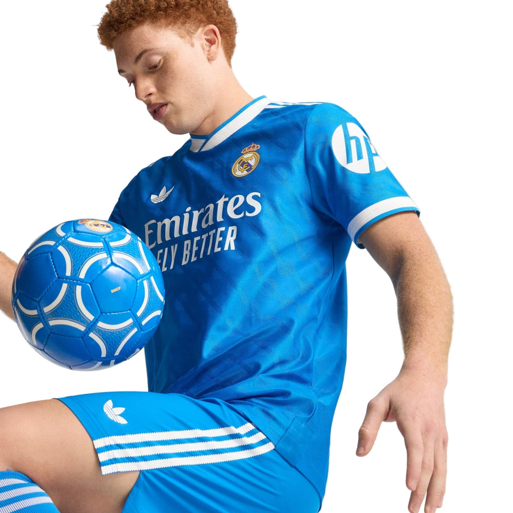 adidas Men's Asencio Real Madrid 25/26 Authentic Third Jersey w/ Champions League Patches (Blue)