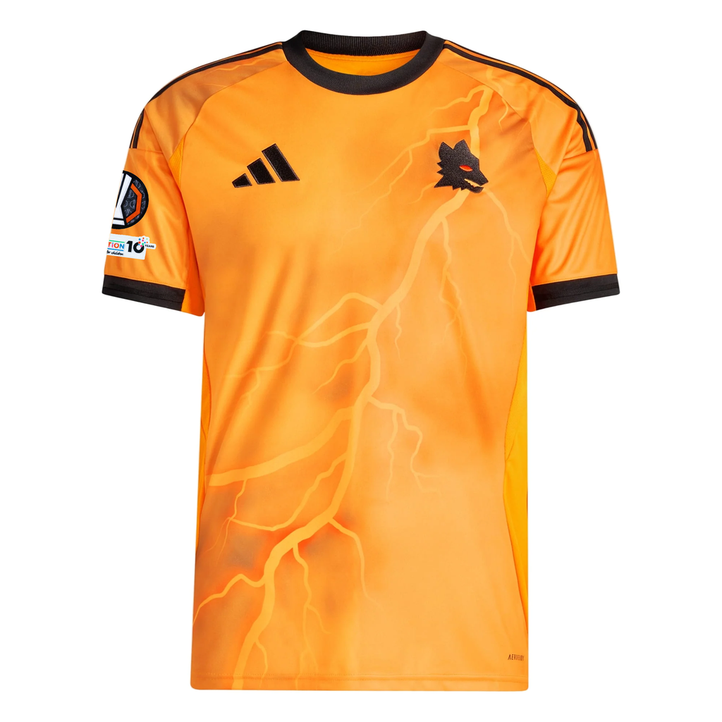 adidas Roma Jan ZiÃ³Å‚kowski Away Jersey w/ Europa League Patches 25/26 (Orange/Black)