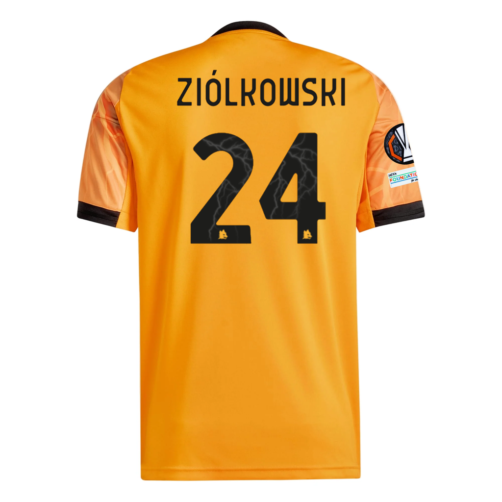 adidas Roma Jan ZiÃ³Å‚kowski Away Jersey w/ Europa League Patches 25/26 (Orange/Black)