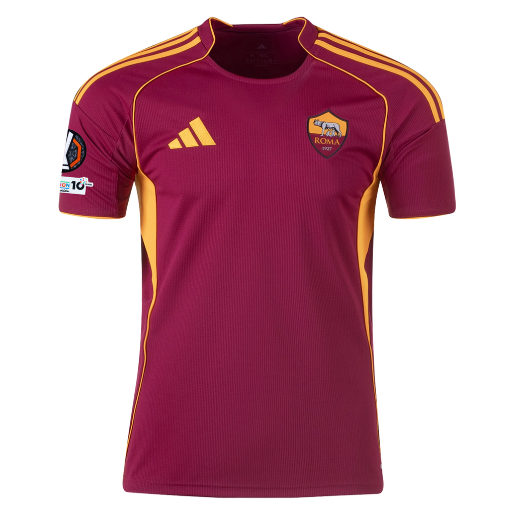 adidas Men's Roma Leon Bailey Home Jersey w/ Europa League Patches 25/26 (Burgundy)