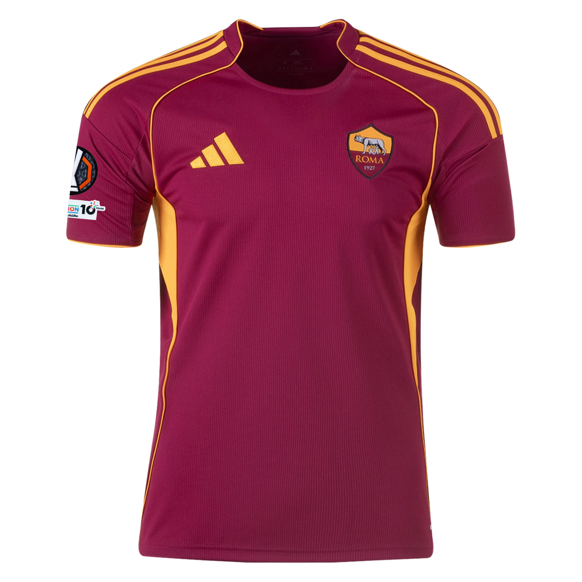 adidas Men's Roma Leon Bailey Home Jersey w/ Europa League Patches 25/26 (Burgundy)