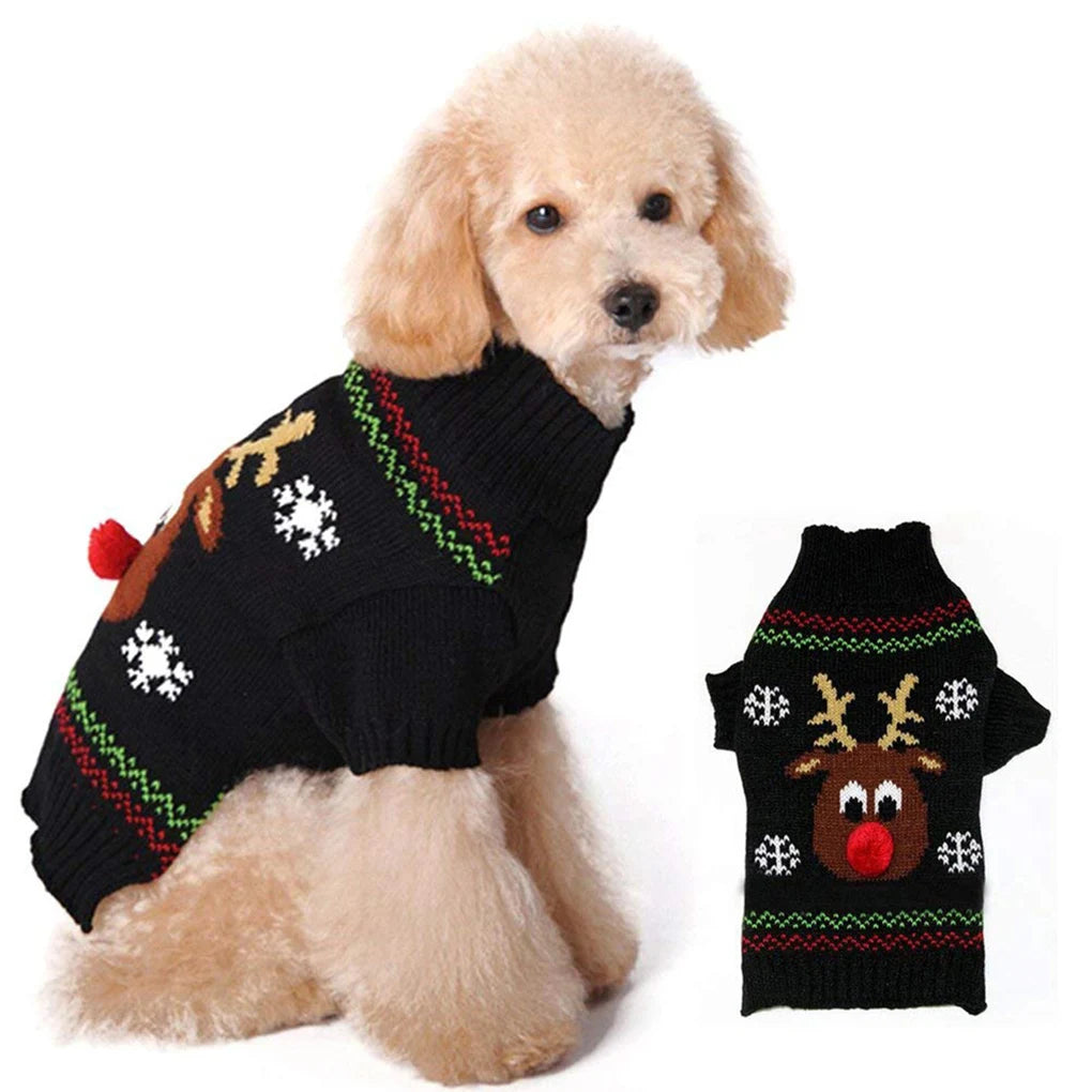 Pet Sweater Cartoon Knitting Coat Pet Winter Warm Clothes Strechable Animal Clothing Supplies