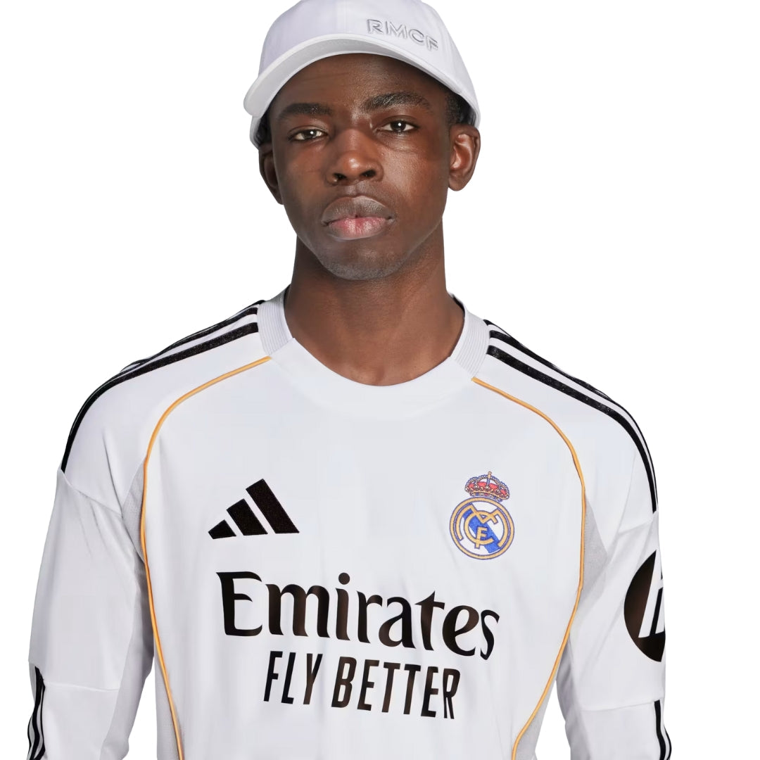 adidas Real Madrid Carvajal Long Sleeve Home Jersey w/ Intercontinental + Champions League Patches 25/26 (White)