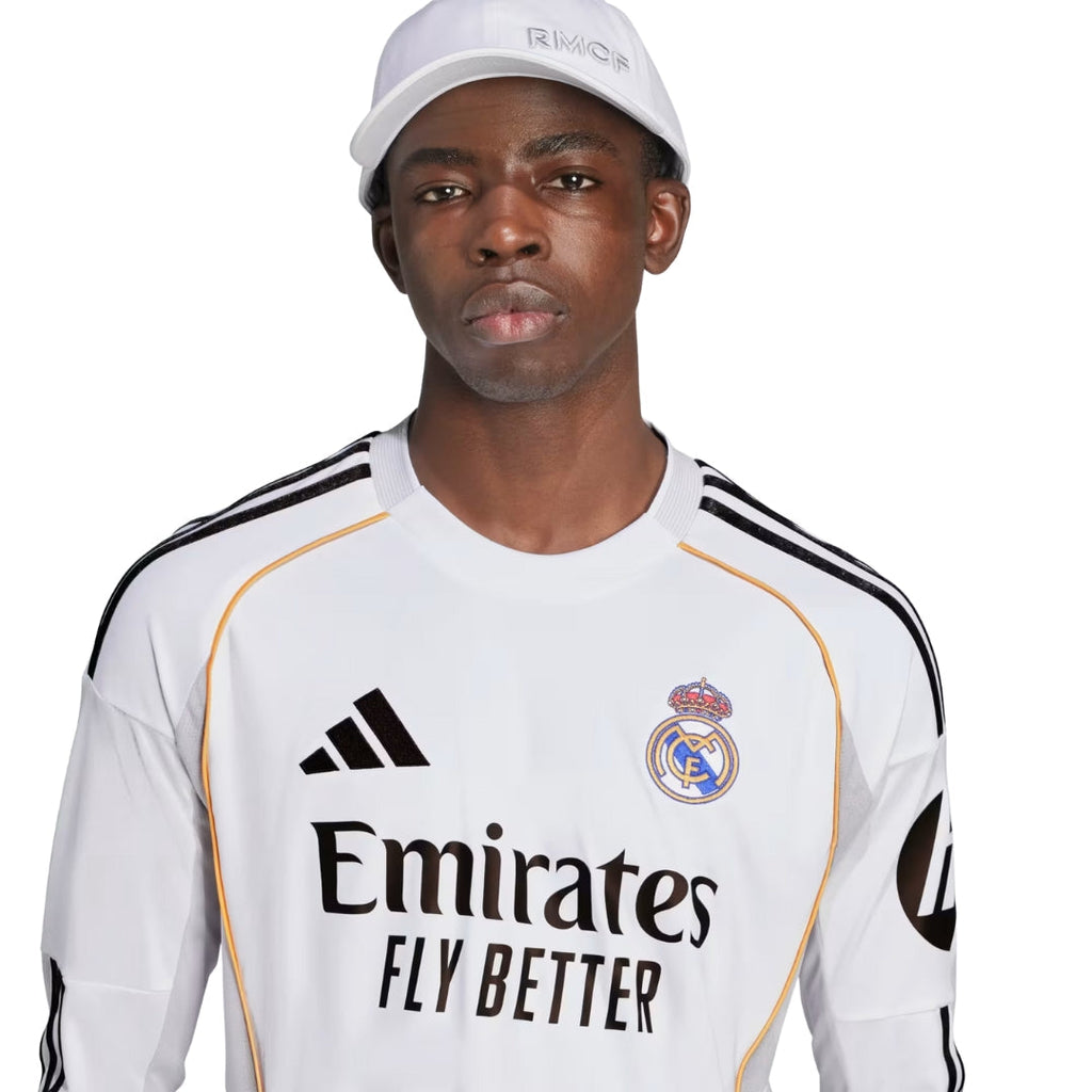 adidas Real Madrid Valverde Long Sleeve Home Jersey w/ Intercontinental + Champions League Patches 25/26 (White)