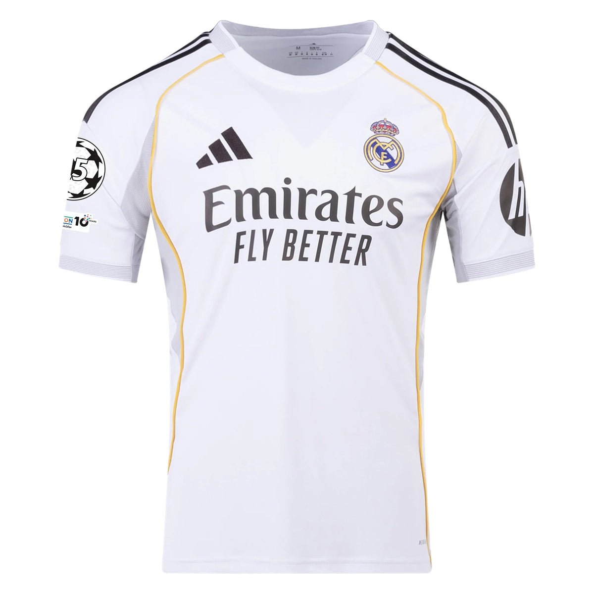 adidas Dean Huijsen Real Madrid 25/26 Home Jersey w/ Champions League Patches (White)