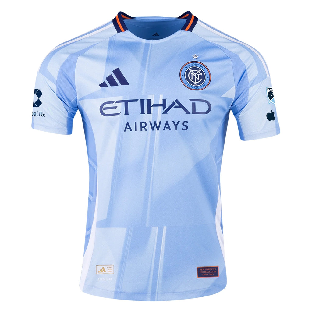 adidas Greg Ranjitsingh New York City FC Authentic Home Jersey 25/26 w/ MLS Patches (Bahia Light Blue)