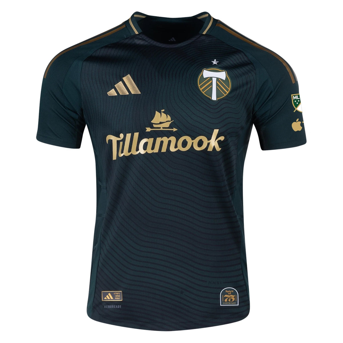 adidas James Pantemis Portland Timbers Authentic Home Jersey w/ MLS & Apple Patch 25/26 (Green/Gold)
