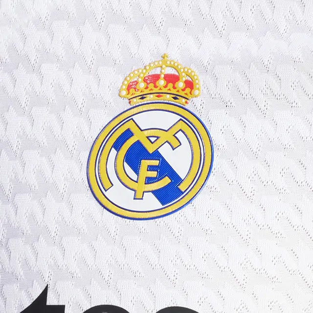 adidas TchouamÃ©ni Real Madrid Authentic Home Jersey w/ La Liga Patches 24/25 (White/Black)