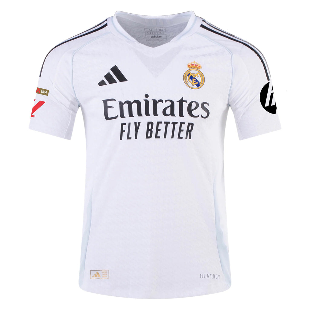 adidas Brahim Real Madrid Authentic Home Jersey w/ La Liga Patches 24/25 (White/Black)