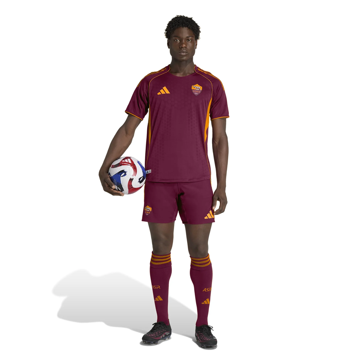 adidas Roma Authentic Wesley FranÃ§a Home Jersey w/ Europa League Patches 25/26 (Burgundy)