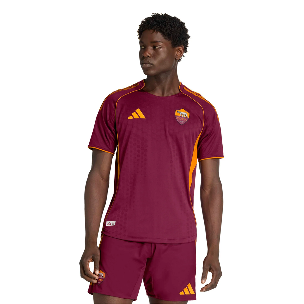 adidas Roma Authentic Wesley FranÃ§a Home Jersey w/ Europa League Patches 25/26 (Burgundy)