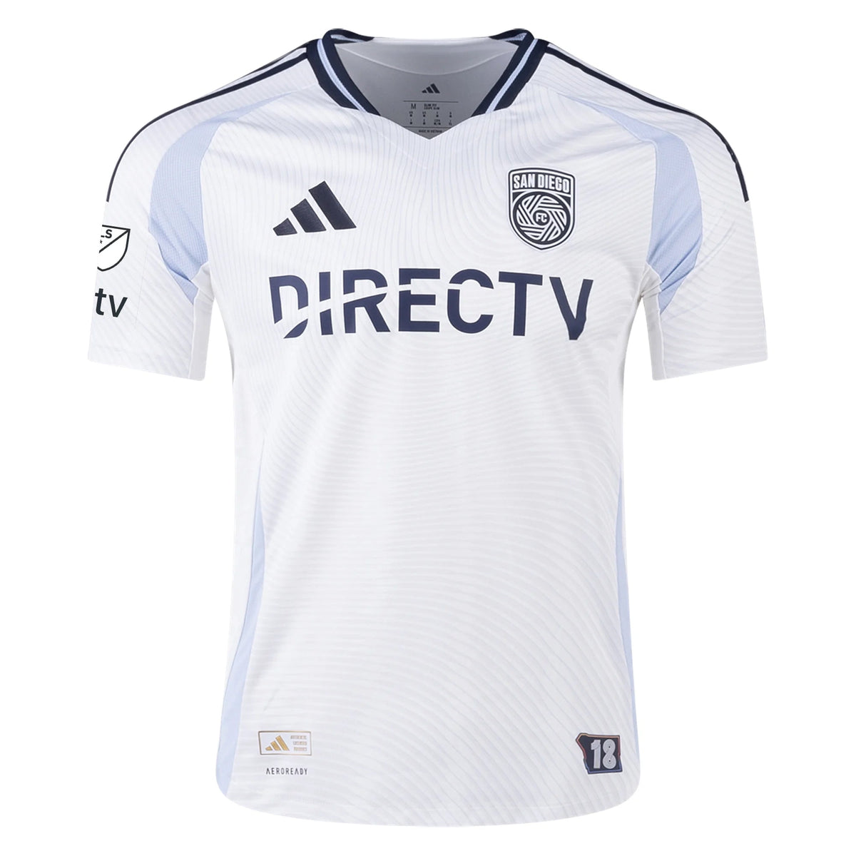 adidas San Diego FC Authentic Jacob Jackson Away Jersey 25/26 w/ MLS & Apple Patch (White)
