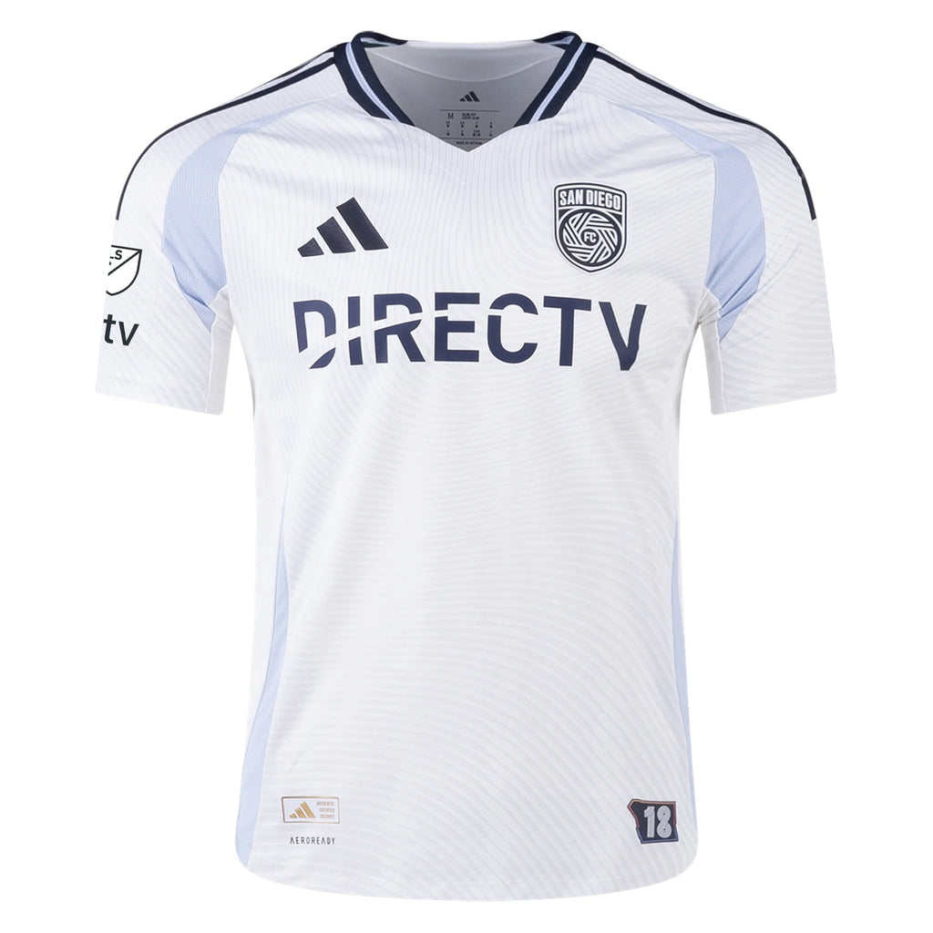 adidas San Diego FC Authentic Anders Dreyer Away Jersey 25/26 w/ MLS & Apple Patch (White)