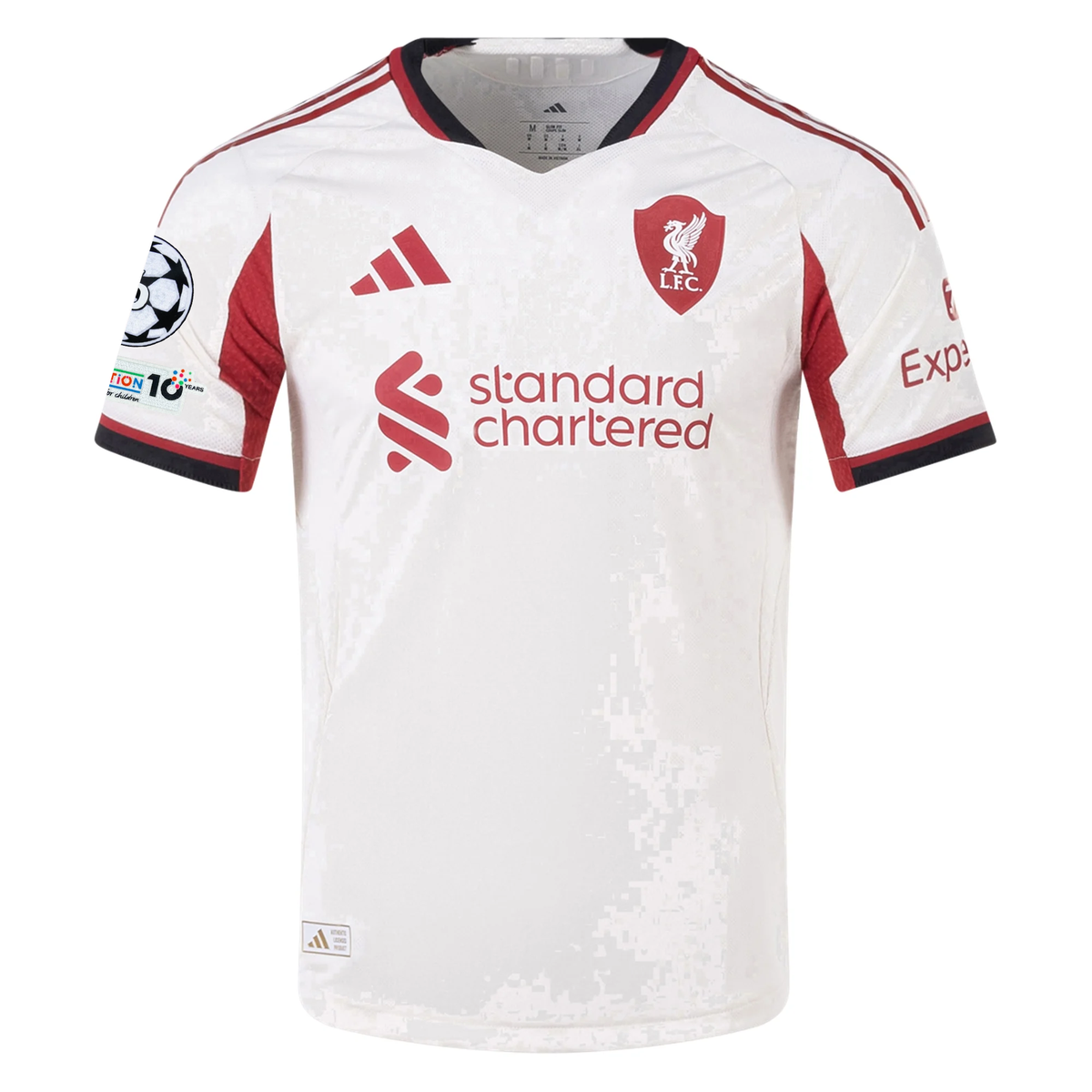 adidas Men's Liverpool Authentic Ibrahima Konate Away Jersey w/ Champions League Patches 25/26 (Wonder White)