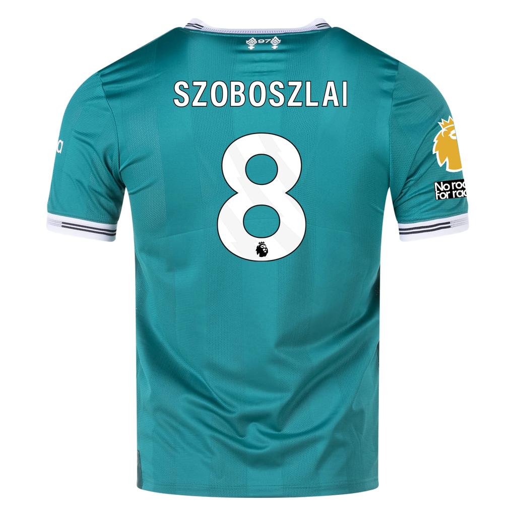 adidas Liverpool FC Authentic Dominik Szoboszlai Third Jersey w/ EPL + No Room For Racism Patches 25/26 (Sea Green)