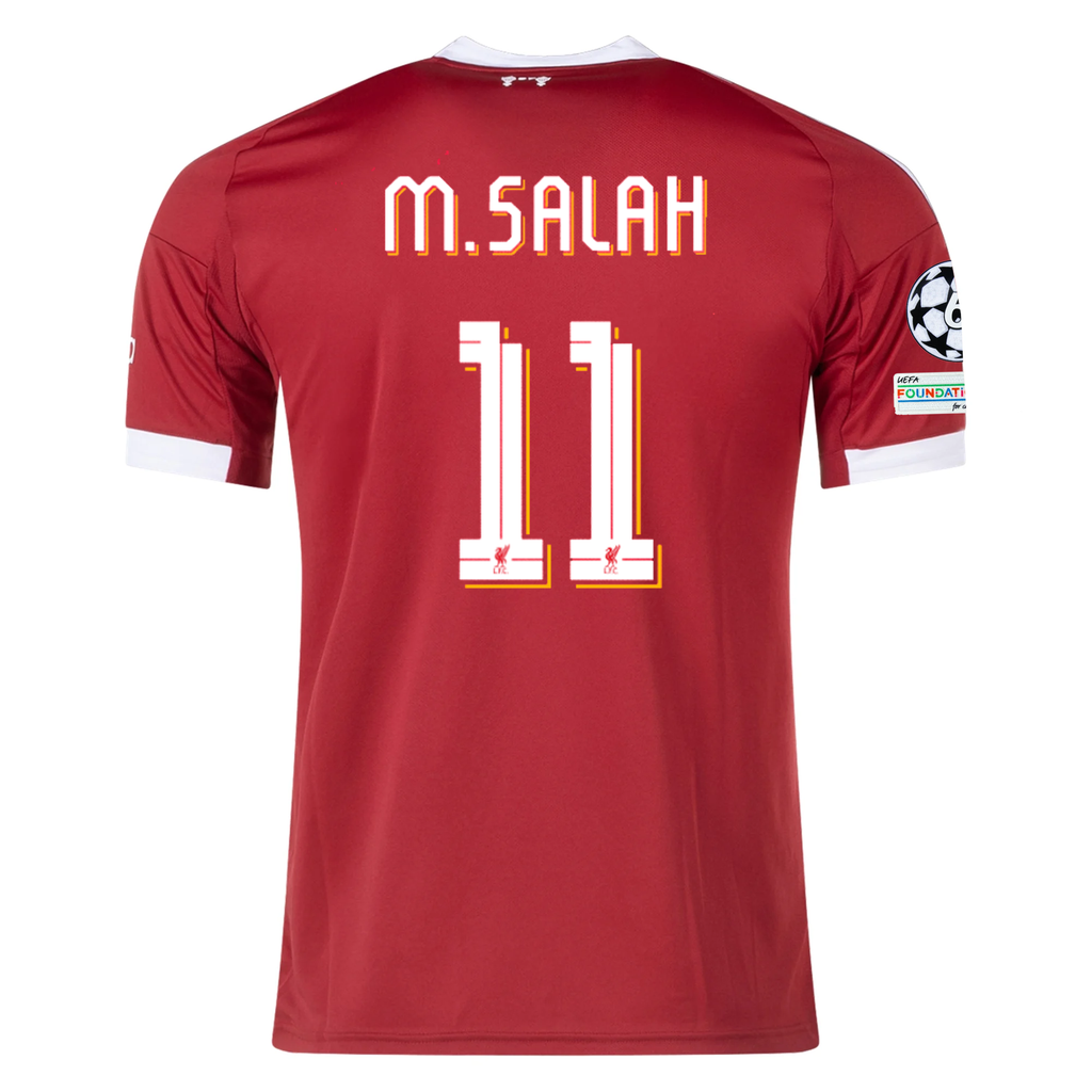 adidas Men's Liverpool Mohamed Salah Home Jersey 25/26 w/ Champions League Patches (Strawberry Red)