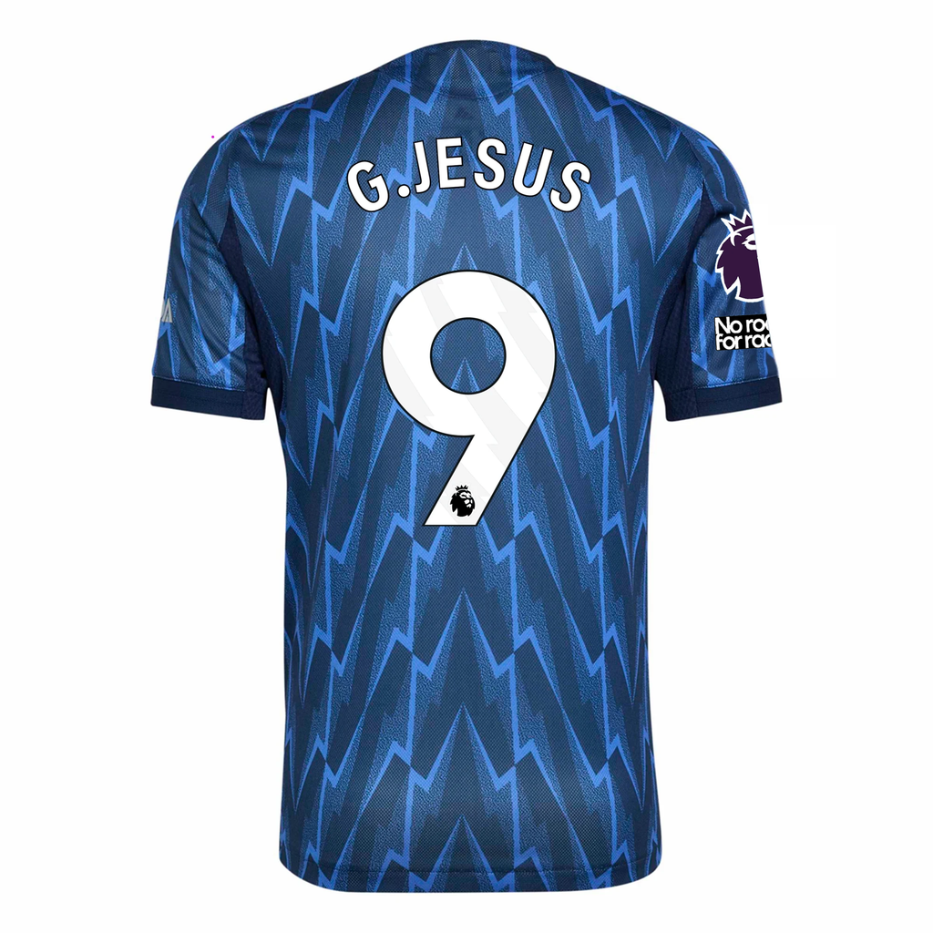 adidas Arsenal Authentic Gabriel Jesus Away Jersey w/ EPL + No Room For Racism 25/26 (Indigo/Silver)