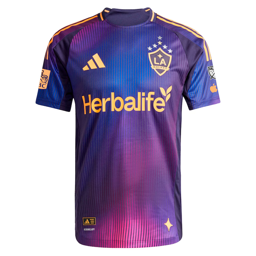 adidas Miki Yamane LA Galaxy Authentic Away Jersey w/ MLS + Apple TV + RBC Sponsor 25/26 (Purple)
