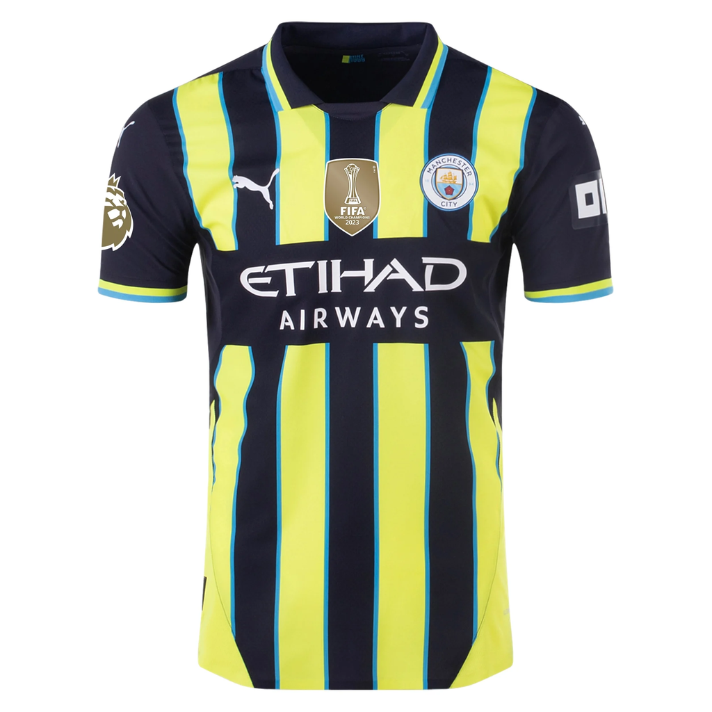 Puma Manchester City Authentic RÃºben Dias Away Jersey w/ EPL + Club World Cup Patch 24/25 (New Navy/Yellow Glow)