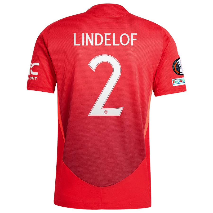 adidas Manchester United Authentic Victor Lindelof Home Jersey w/ Europa League Patches 24/25 (MUFC Red/Bright Red)