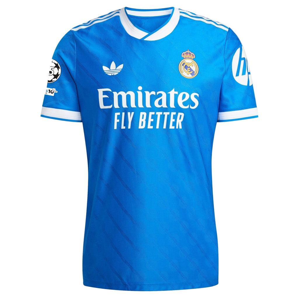 adidas Men's Fran Garcia  Real Madrid 25/26 Authentic Third Jersey w/ Champions League Patches (Blue)