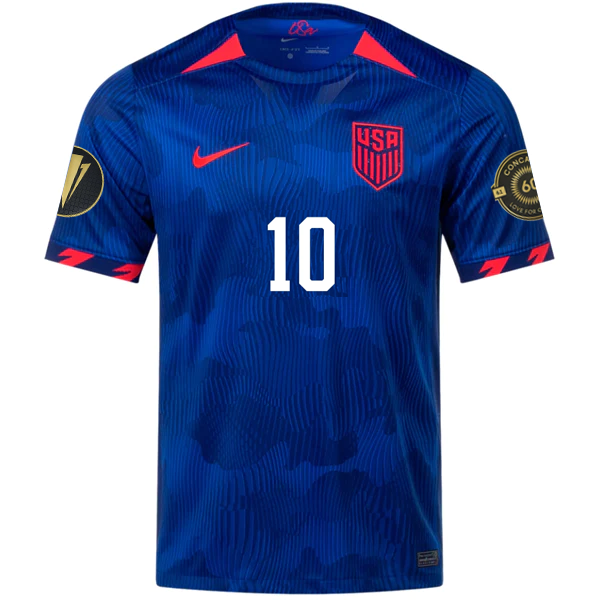 Nike Mens United States Christian Pulisic Away Jersey w/ Gold Cup Patches 23/24 (Hyper Royal/Loyal Blue)